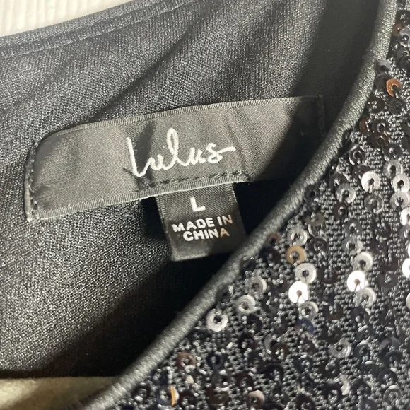 Women’s Lulus Black Sequin Size Large - Picture 3 of 3
